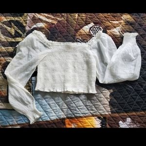 Aerie Pretty Smocked Peasant Top
